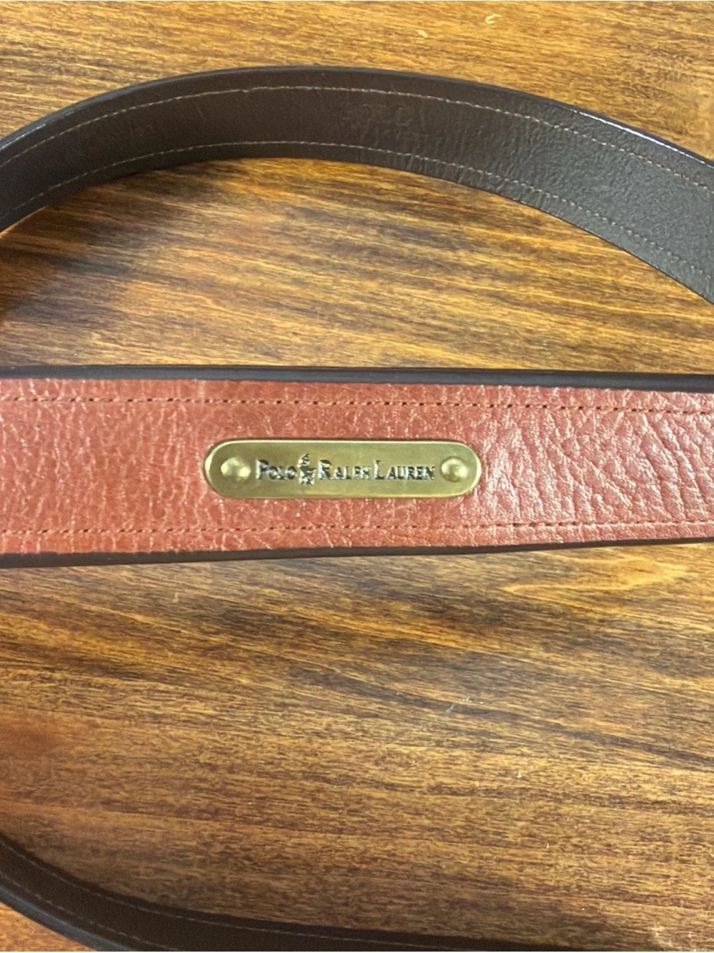 Polo by Ralph Lauren Brown Leather Belt with Brass Plaque